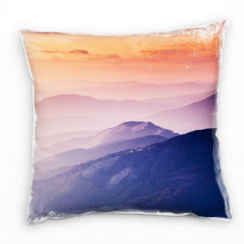 Landschaft, orange, braun, Berge, Dunst, Morgen  Deko Kissen 40x40cm für Couch Sofa Lounge Zierkisse