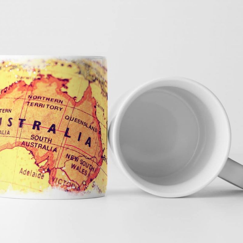 Tasse Geschenk Künstlerische Fotografie – Australien auf einem Globus