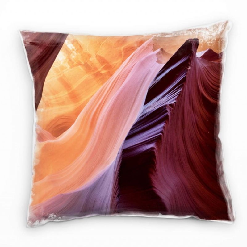 Natur, orange, Sandstein, Antilopen Schlucht Deko Kissen 40x40cm für Couch Sofa Lounge Zierkissen