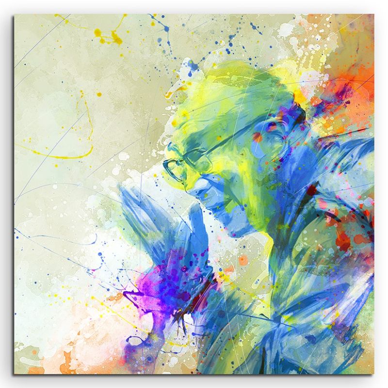 Dalai Lama I 60x60cm Aquarell Art Leinwandbild