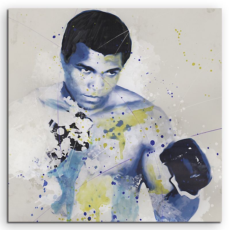 Muhammad Ali Splash 60x60cm Kunstbild als Aquarell auf Leinwand