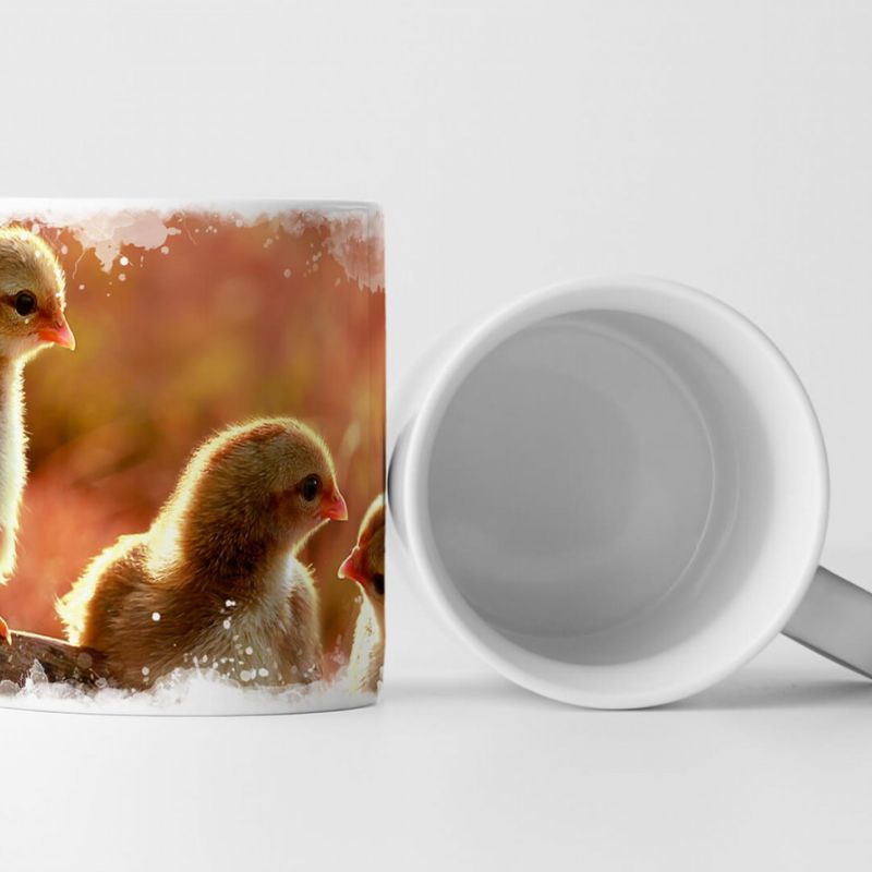 Tasse Geschenk Tierfotografie – Süße Küken auf Ast