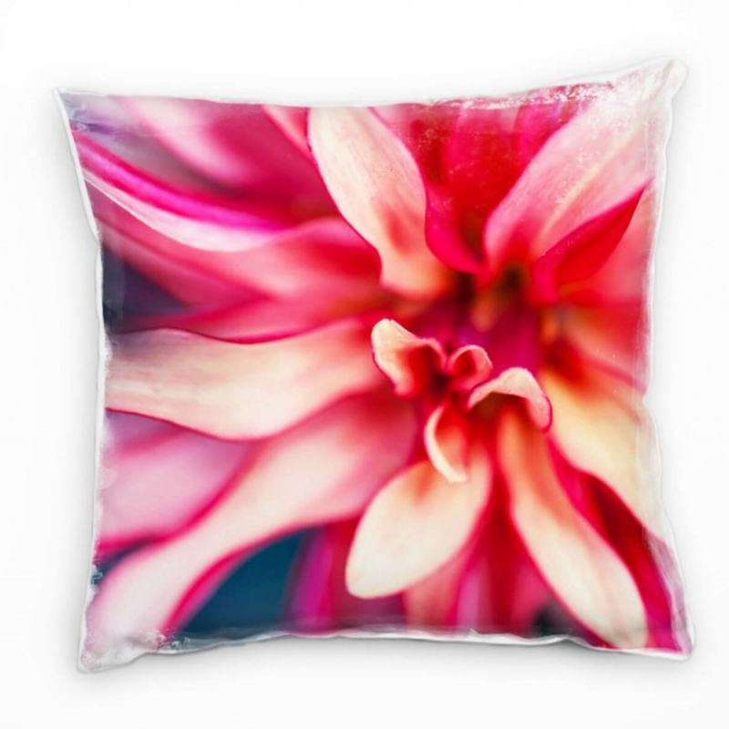 Macro, Blumen, Blütenblätter, pink, blau Deko Kissen 40x40cm für Couch Sofa Lounge Zierkissen