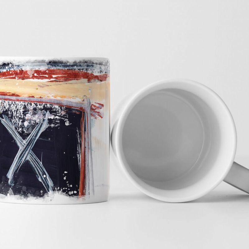 Tasse Geschenk mitternachtsblau, weiß, rot, mandelweiß Abstraktion