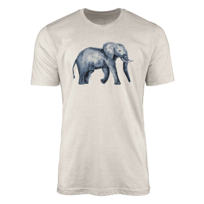 Herren Shirt 100% gekämmte Bio-Baumwolle T-Shirt  Aquarell Elefant Motiv Nachhaltig Ökomode aus erne