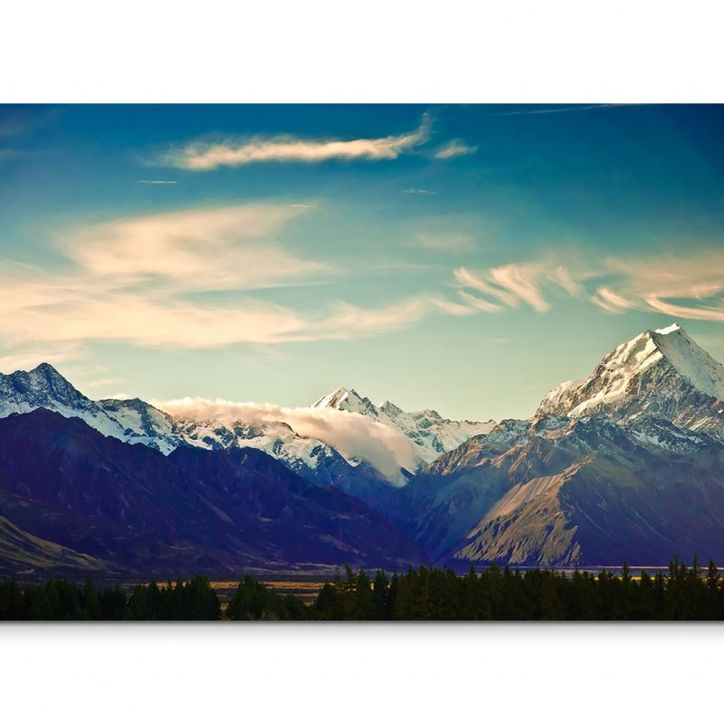 120x80cm Wandbild Neuseeland Nationalpark Berge Schnee