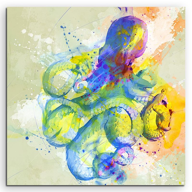 Octopus I 60x60cm Aquarell Art Leinwandbild