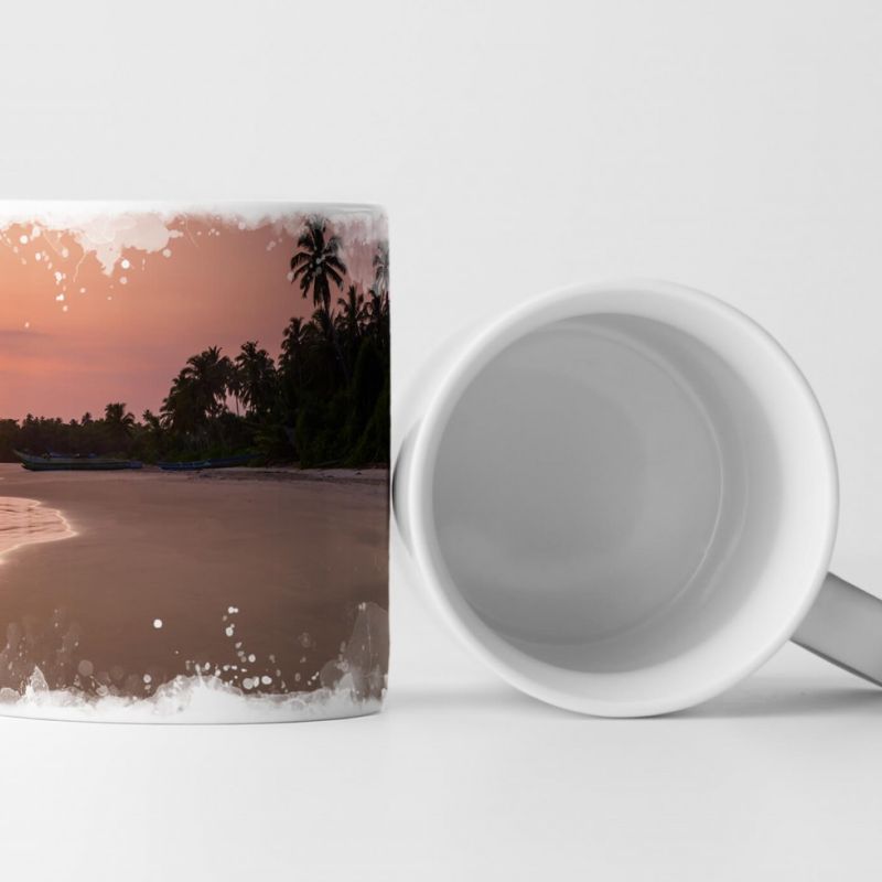 Tasse Geschenk Tropischer Sandstrand mit Palmensilhouetten