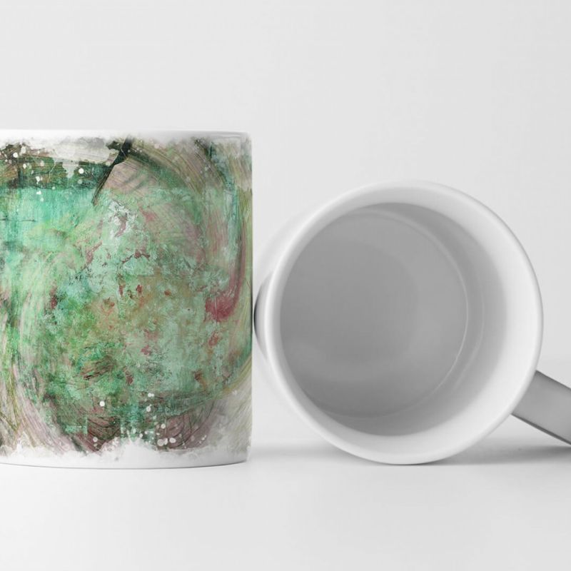 Tasse Geschenk Mintgrün + weiße Elemente