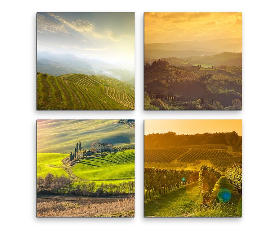 4 teiliges Leinwandbild je 30x30cm  –  Landschaft Gebirge Natur Wiese