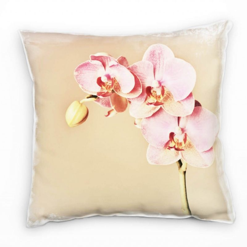 Macro, Blumen, pink, rosa, gelb, creme Deko Kissen 40x40cm für Couch Sofa Lounge Zierkissen