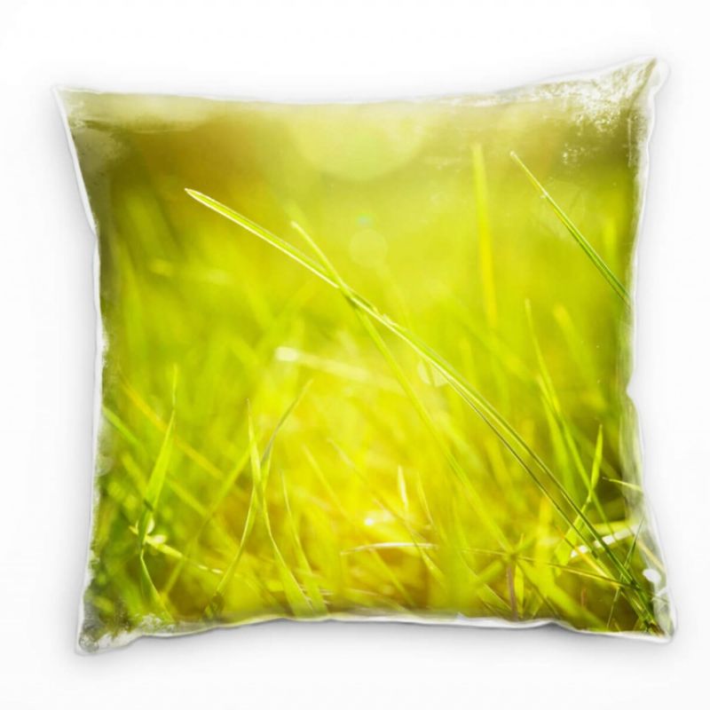 Natur, grün, Gras, Wiese, Sonnenschein Deko Kissen 40x40cm für Couch Sofa Lounge Zierkissen