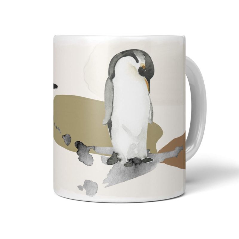 Tasse Porzellan Tier Motiv Pinguin Kaiserpinguin Wasserfarben