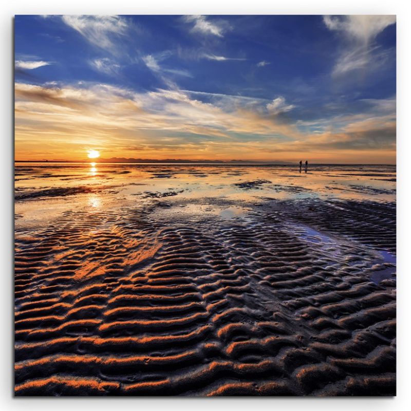 Landschaftsfotografie – Ebbe bei Sonnenuntergang auf Leinwand