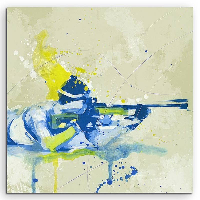 Biathlon IV 60x60cm SPORTBILDER Paul Sinus Art Splash Art Wandbild Aquarell Art