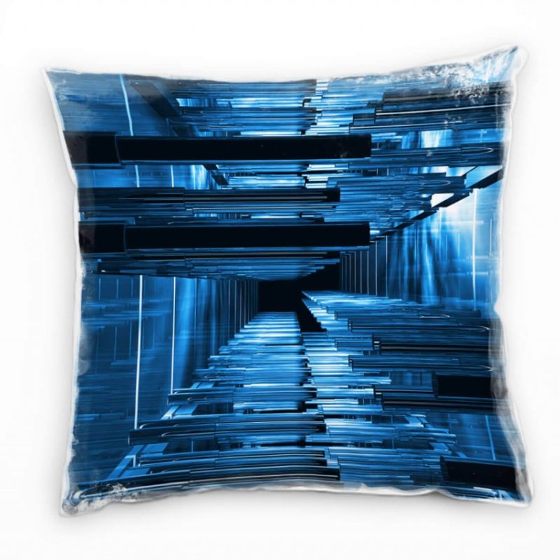 Urban, blau, Abstrakt, futuristisch Deko Kissen 40x40cm für Couch Sofa Lounge Zierkissen