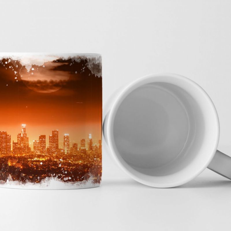 Tasse Geschenk Urbane Fotografie – Dramatischer Vollmond über Los Angeles USA