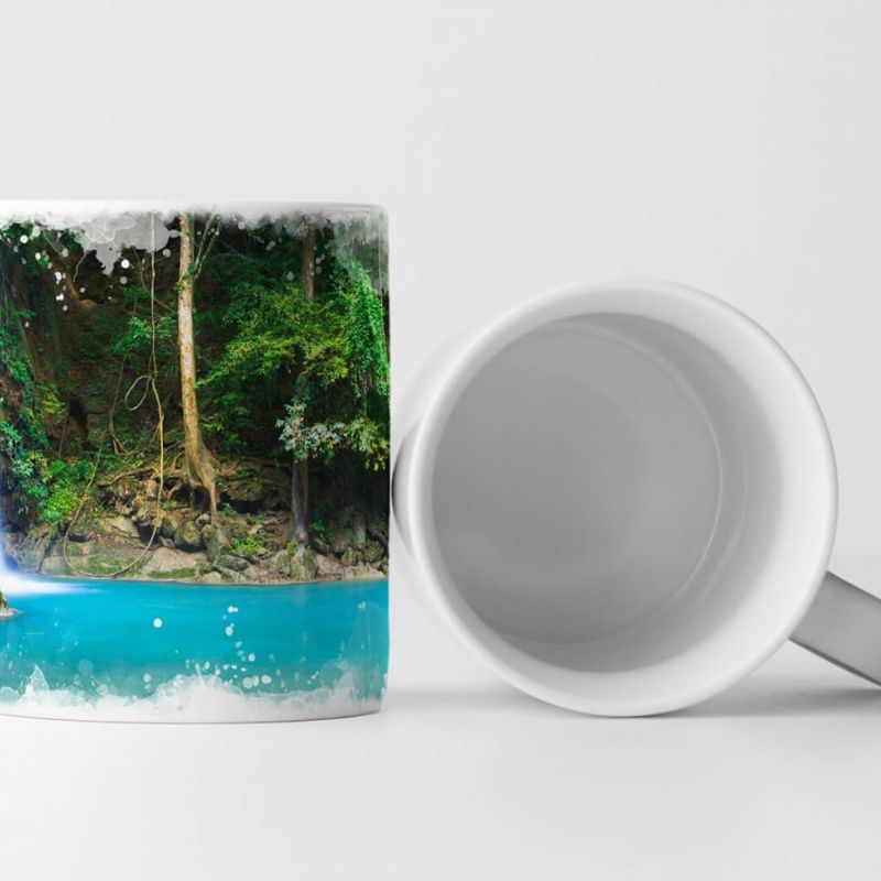 Tasse Geschenk Landschaftsfotografie – Wasserfall in Erawan Thailand