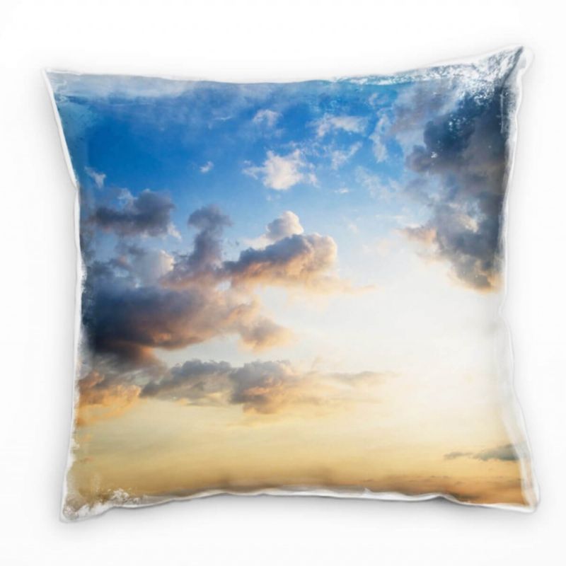 Natur, orange, blau, grau, Wolken, Himmel Deko Kissen 40x40cm für Couch Sofa Lounge Zierkissen