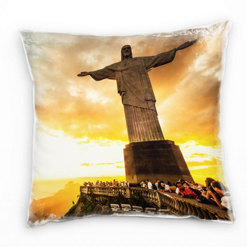 Landschaften, Rio de Janeiro, Brasilien, orange Deko Kissen 40x40cm für Couch Sofa Lounge Zierkissen