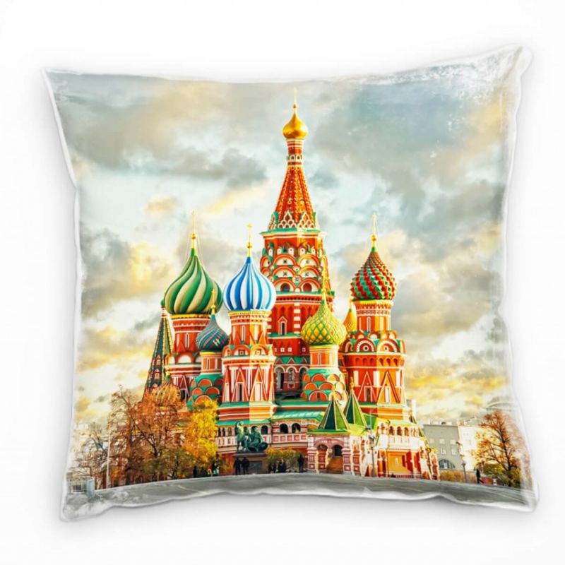 City, Russland, Moskau, Basilius Kathedrale, bunt Deko Kissen 40x40cm für Couch Sofa Lounge Zierkiss