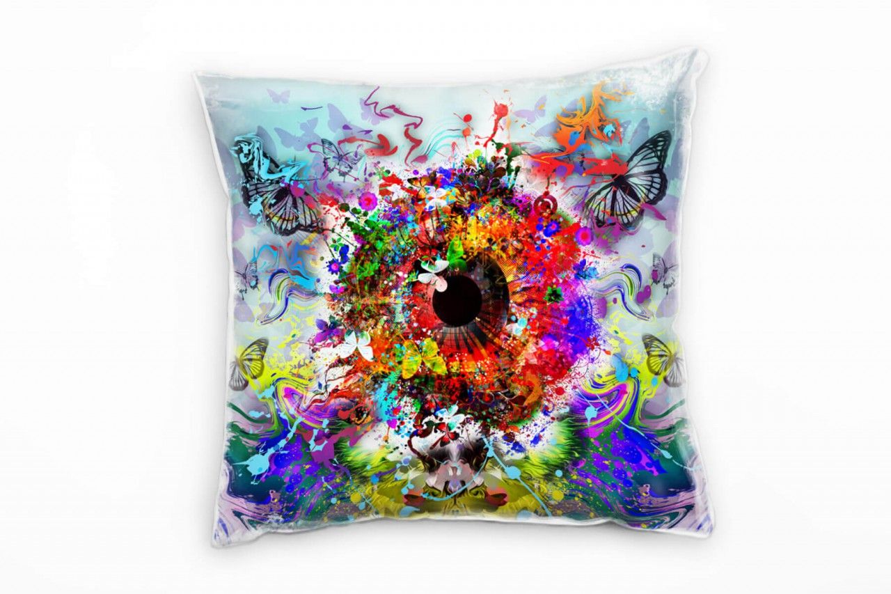 Abstrakt, Auge, Schmetterlinge, bunt Deko Kissen 40x40cm für Couch Sofa Lounge Zierkissen