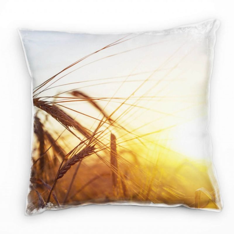 Natur, Weizenfeld, Sonnenuntergang, gelb, braun Deko Kissen 40x40cm für Couch Sofa Lounge Zierkissen