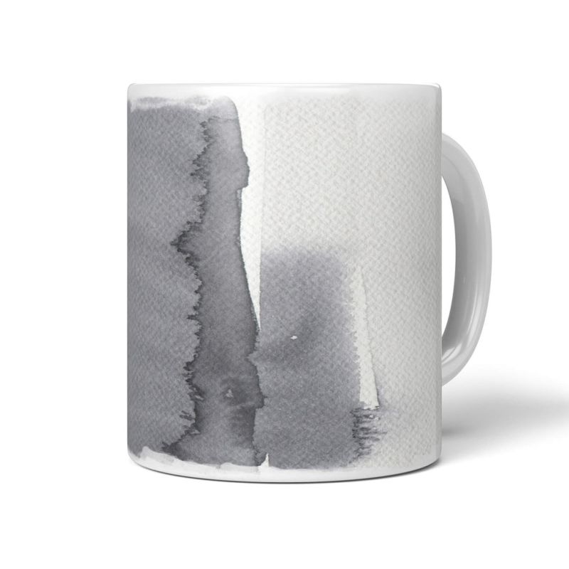 Dekorative Tasse mit schönem Motiv fließende Wasserfarben Aquarell Kunstvoll Schwarz Beige