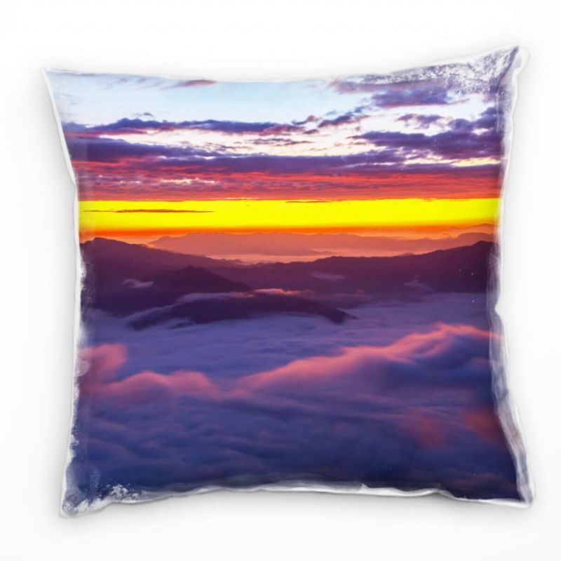 Natur, Wolken, Sonnenaufgang, grau, orange Deko Kissen 40x40cm für Couch Sofa Lounge Zierkissen