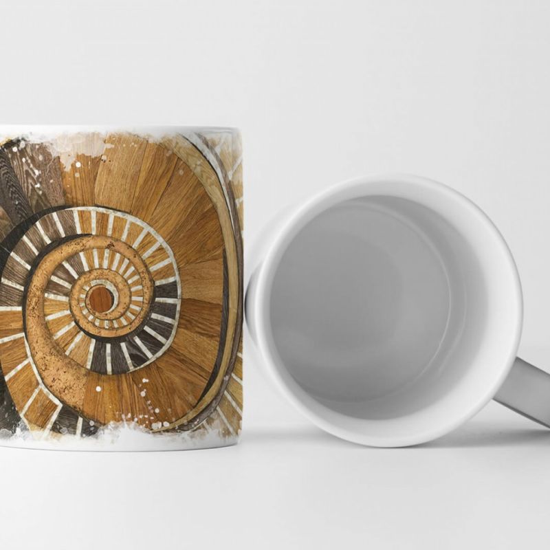 Tasse Geschenk Abstraktes Bild – Hölzerne Wendeltreppe