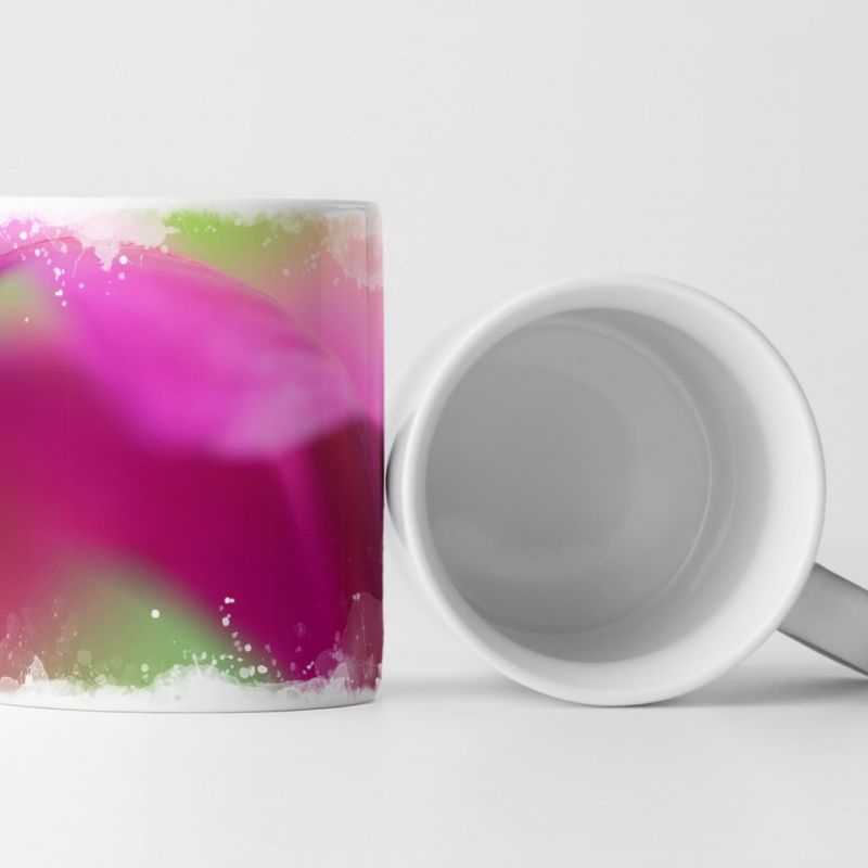 Tasse Geschenk Blüte in grün und pink