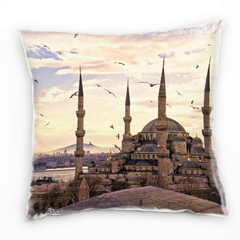 Urban und City, braun, blaue Moschee, Istanbul Deko Kissen 40x40cm für Couch Sofa Lounge Zierkissen