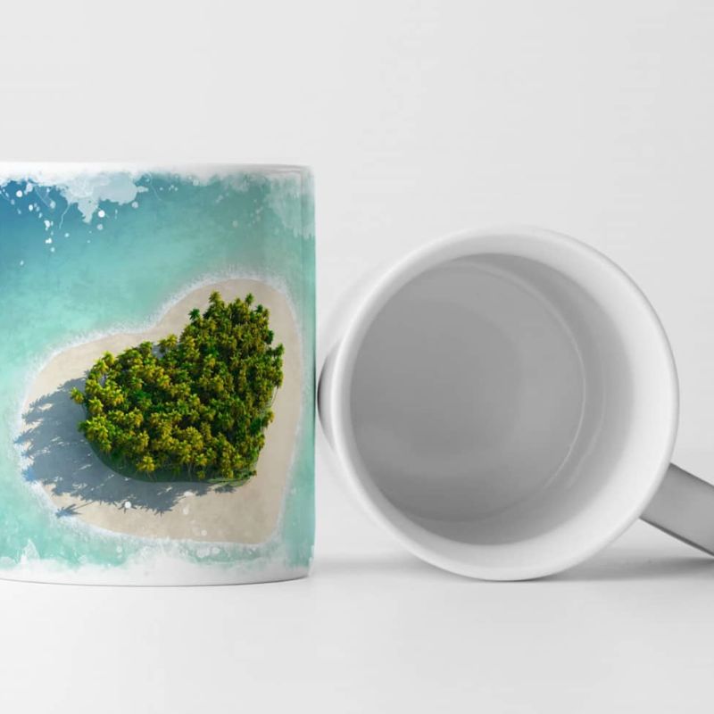 Tasse Geschenk Landschaftsfotografie – Herzförmige Paradiesinsel