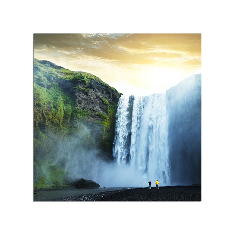 80x80cm Wasserfall Felsen Natur