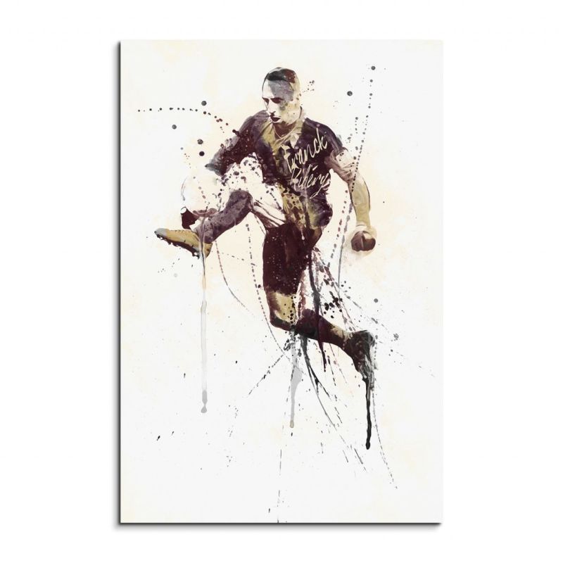 Franck Ribery 90x60cm Keilrahmenbild Kunstbild  Aquarell Art Wandbild auf Leinwand fertig gerahmt Or