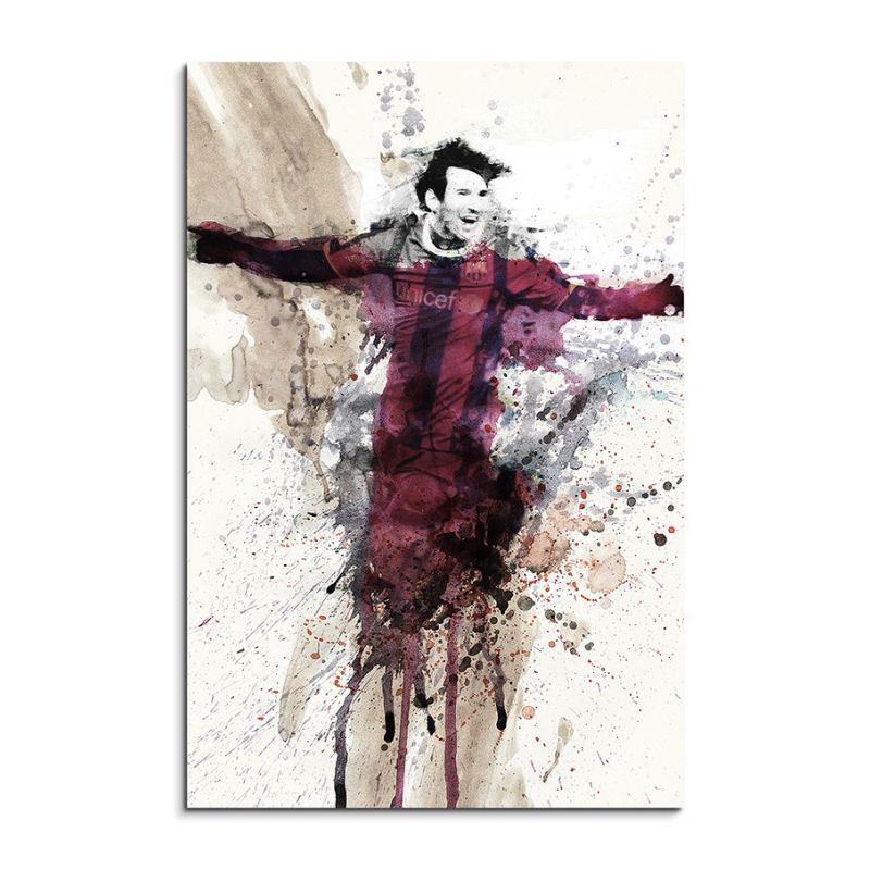 Messi Barcelona 90x60cm  Aquarell Art Leinwandbild