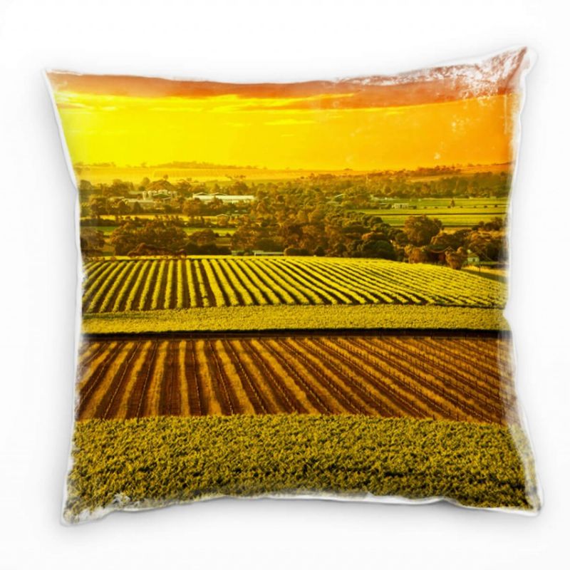 Landschaft, grün, orange, Feld, Australien, Sonnenuntergang Deko Kissen 40x40cm für Couch Sofa Loung