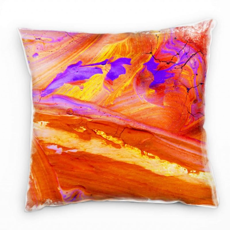 Abstrakt, rot, orange, lila Deko Kissen 40x40cm für Couch Sofa Lounge Zierkissen