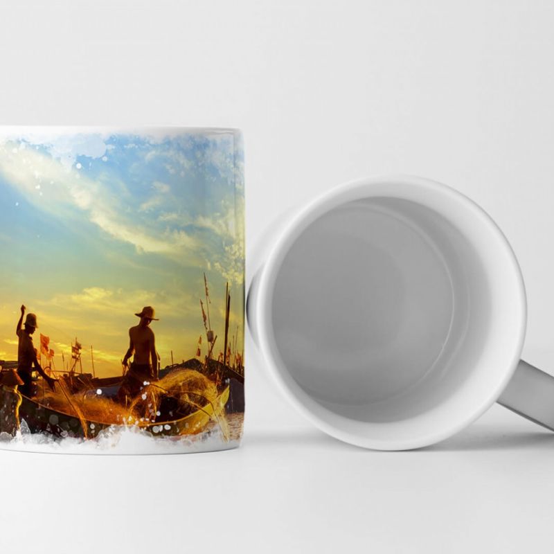 Tasse Geschenk Arbeiterfotografie – Fischer am frühen Morgen