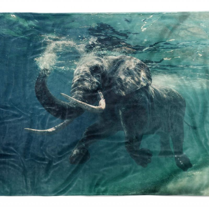 Handtuch Strandhandtuch Saunatuch Kuscheldecke  mit Tiermotiv Elefant unter Wass