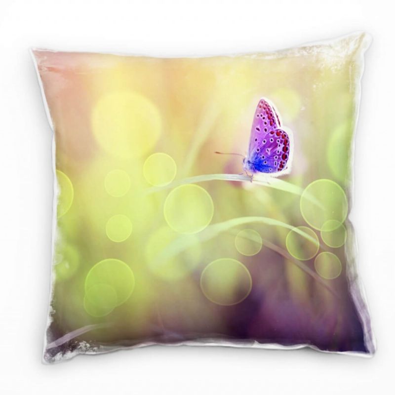 Tiere, Schmetterling, lila, grün,  Deko Kissen 40x40cm für Couch Sofa Lounge Zierkissen