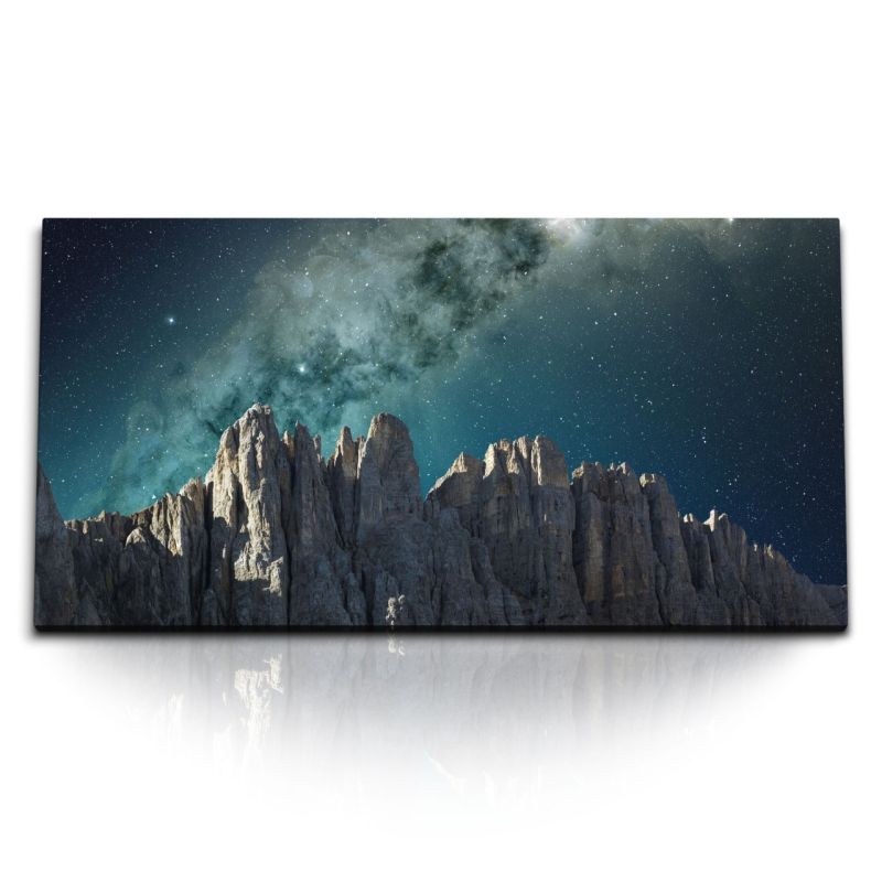 Kunstdruck Bilder 120x60cm Astrofotografie Milchstraße Dolomiten Felsen Galaxie