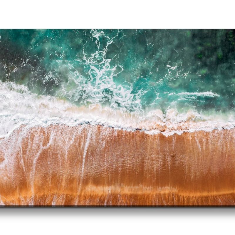 Leinwandbild 120x60cm Meer von Oben Vogelperspektive Welle Strand Atemberaubend