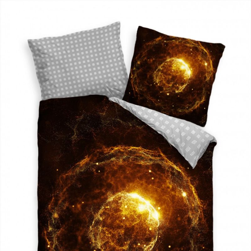 Abstrakt Partikel 3D Ball Gold Schwarz Bettwäsche Set 135×200 cm + 80x80cm  Atmungsaktiv