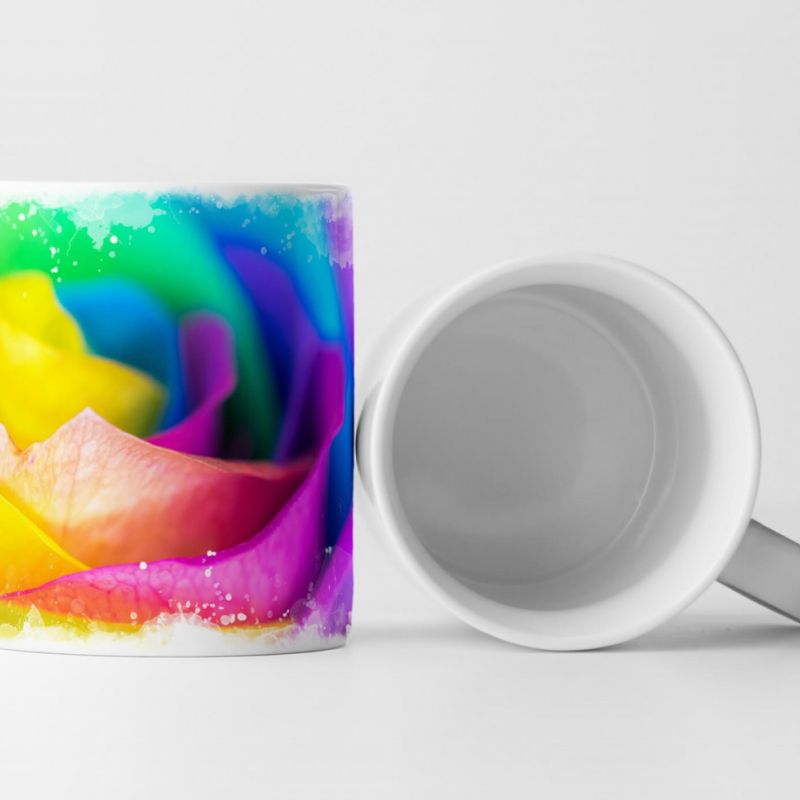 Tasse Geschenk multicolor Rosenblüte