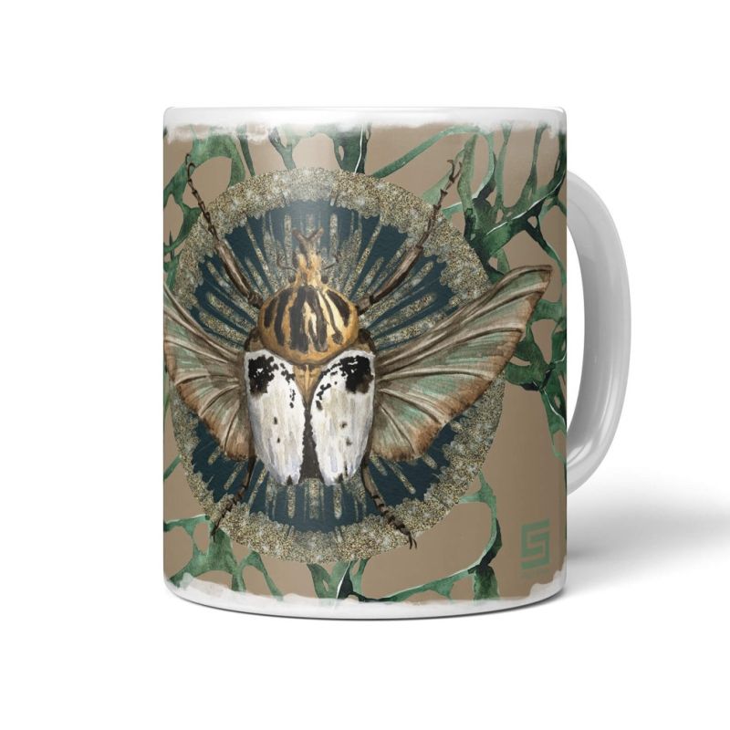 Dekorative Tasse mit schönem Motiv Käfer schönem Design Kunstvoll Pflanzenmuster