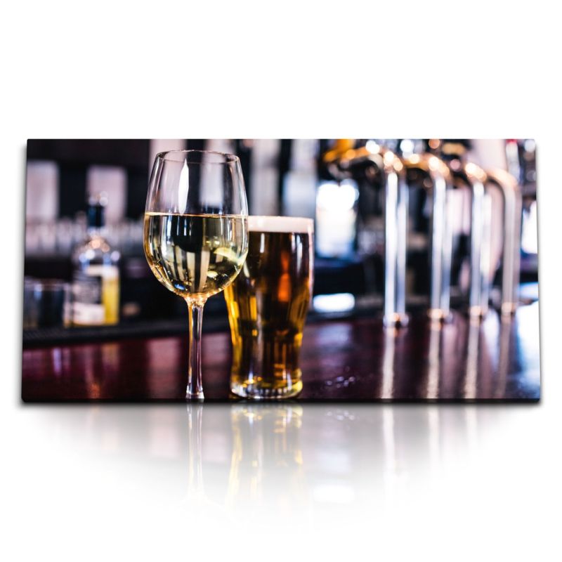 Kunstdruck Bilder 120x60cm Bier Bar Pilz Gastronomie Wein Lokal Bartheke