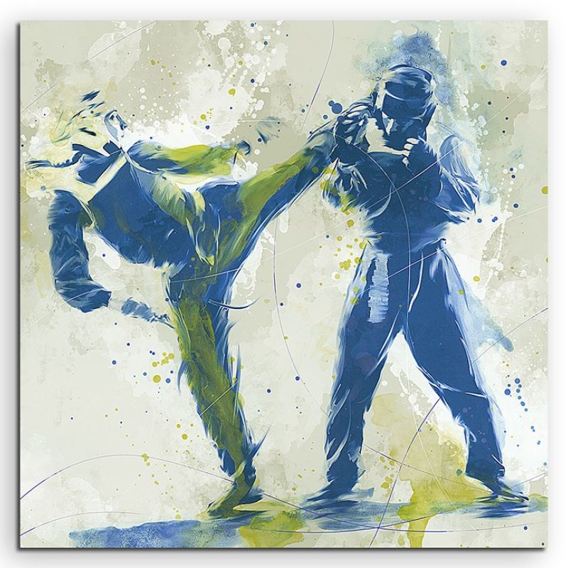 Karate III 60x60cm SPORTBILDER Paul Sinus Art Splash Art Wandbild Aquarell Art