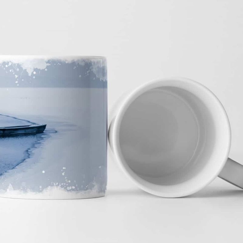 Tasse Geschenk Landschaftsfotografie – Einsames Boot am eingefrorenen See