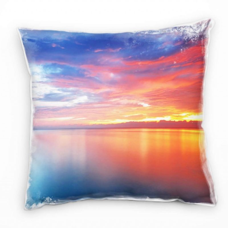 Strand und Meer, blau, rot, Himmel Deko Kissen 40x40cm für Couch Sofa Lounge Zierkissen